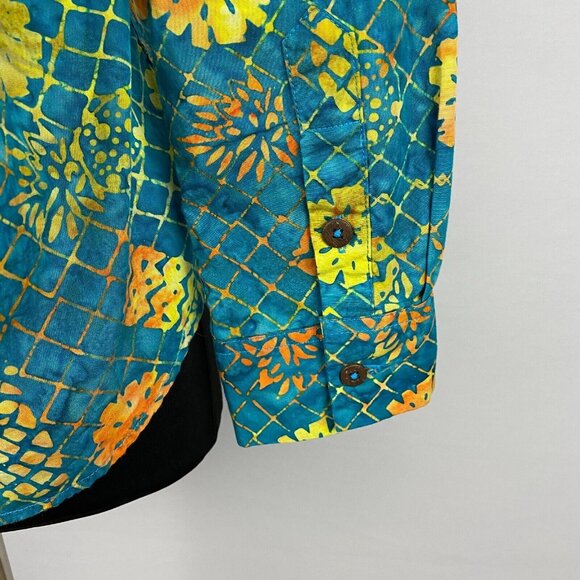 Pete Huntington Shirt Womens Button Down Unique Tribal Pineapple Print Travel M - Picture 8 of 9